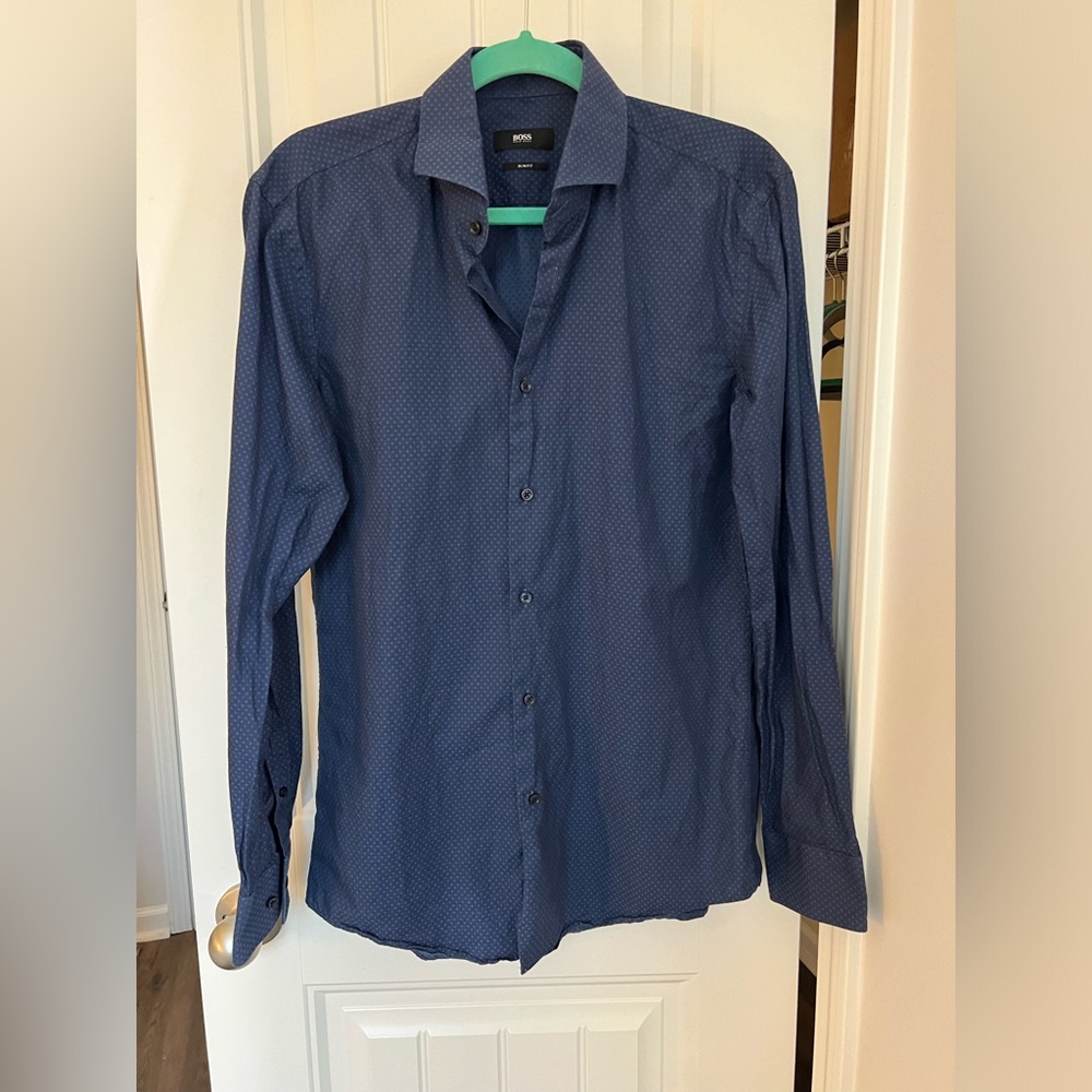 Hugo Boss Men’s Polka Dot Slim Fit Dress Shirt -Size 15.5